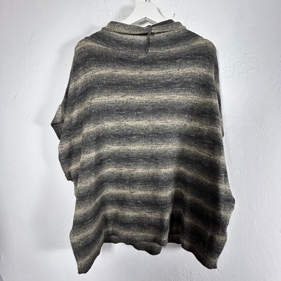 Gershon Bram Womens Striped Knit Poncho Pullover Sweater Cowl Neck Small Gray - Picture 2 of 8